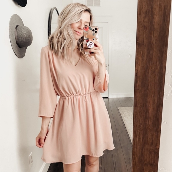 Forever 21 | Blush V Neck A-line Flowy Dress - Picture 5 of 5